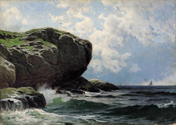 Alfred Thompson Bricher Rocky Head with Sailboats in Distance oil painting picture
